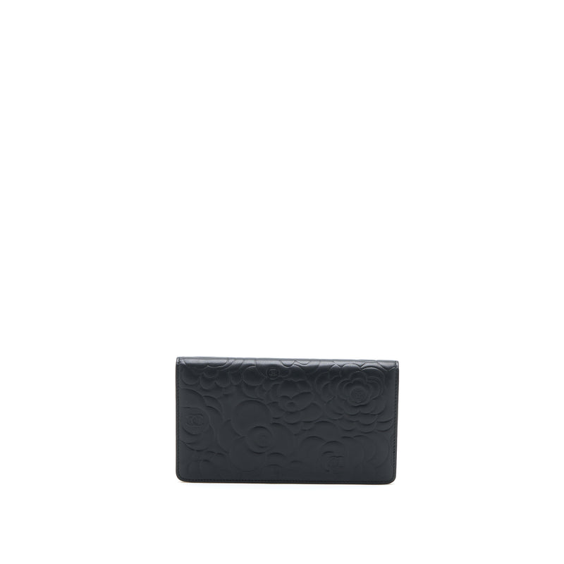 Chanel Camellia Long Flap Wallet Lambskin Black/ Gold GHW