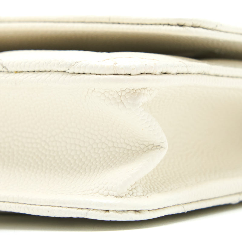 Chanel Classic Wallet On Chain Caviar White LGHW (Microchip)