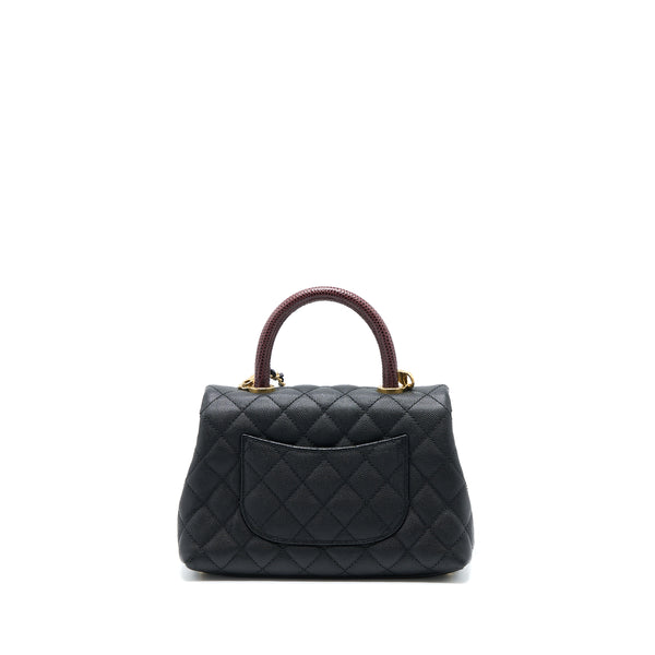Chanel Small Coco Handle Caviar With Lizard Handle Black GHW
