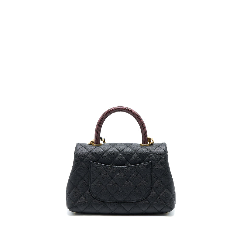 Chanel Small Coco Handle Caviar With Lizard Handle Black GHW
