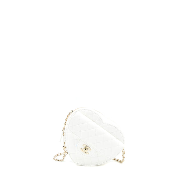 Chanel 22s Heart Bag Lambskin White LGHW (Microchip)