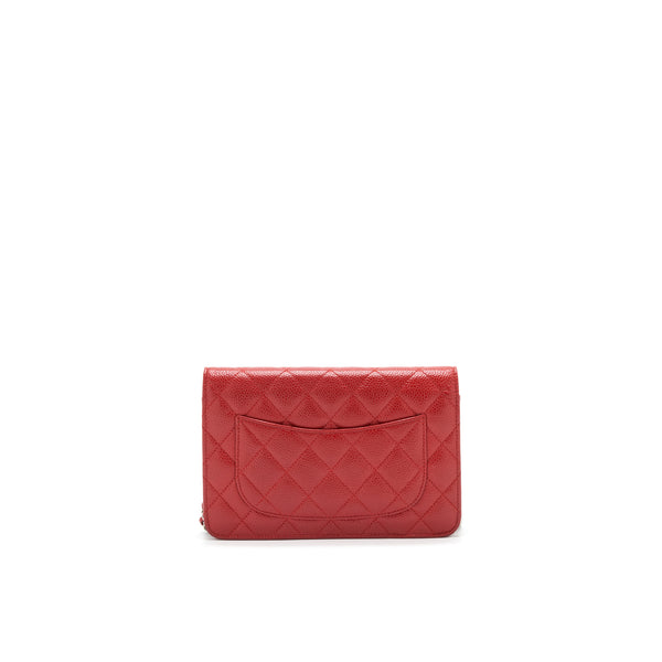 Chanel Wallet on chain Caviar Red with SHW serial 18