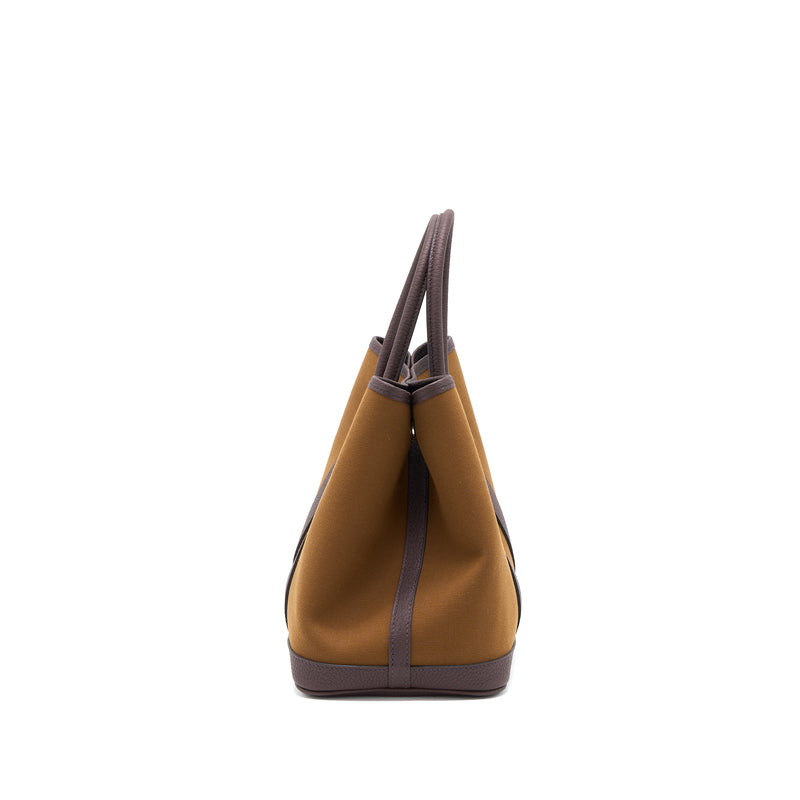Hermes Garden Party 30 Canvas/Leather Alezan/ Bleu Outrener/ Rouge Sellier SHW Stamp U