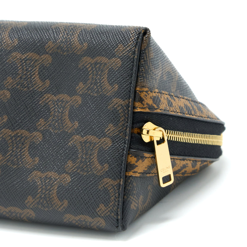 Celine Clutch With Chain Triomphe Canvas Limited Edge Print GHW