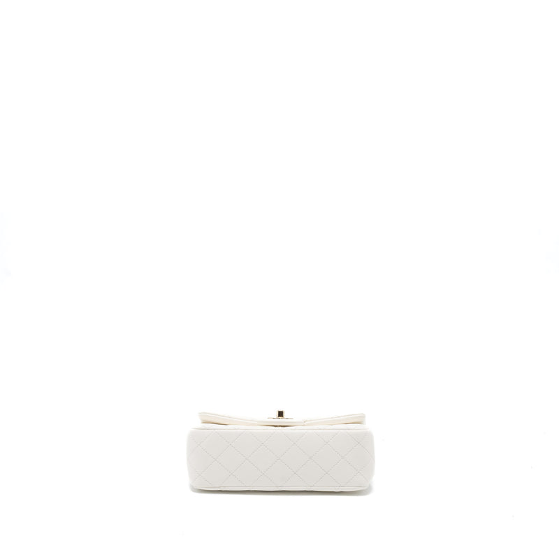 Chanel 23C Pearl Crush Mini Rectangular Flap Bag Lambskin White LGHW (Microchip)