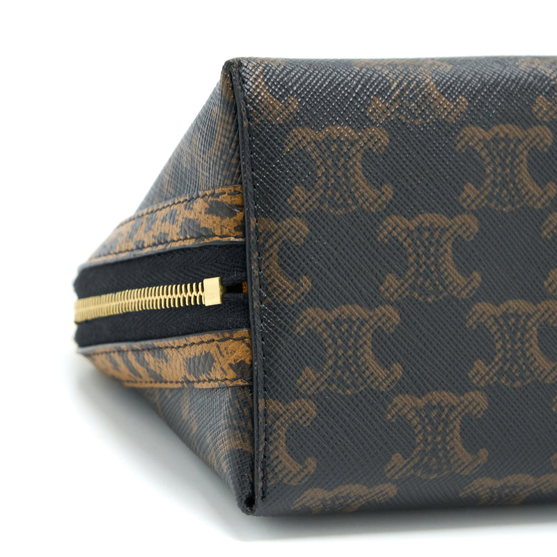 Celine Clutch With Chain Triomphe Canvas Limited Edge Print GHW