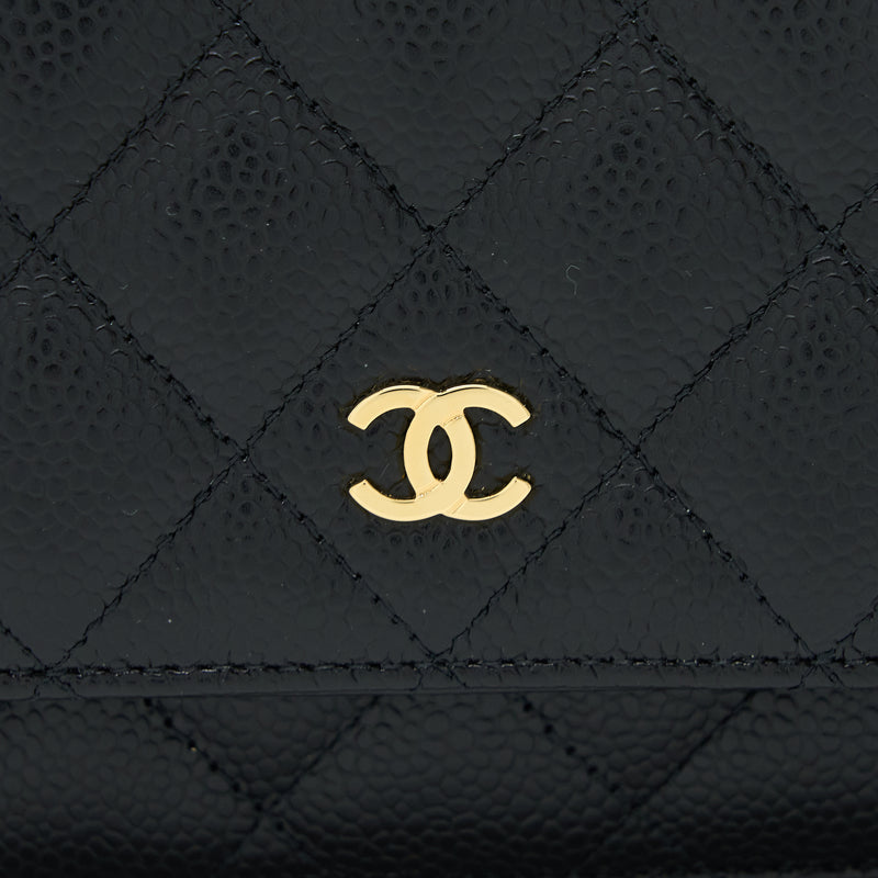 Chanel Classic Wallet on Chain Caviar Black GHW (Microchip)