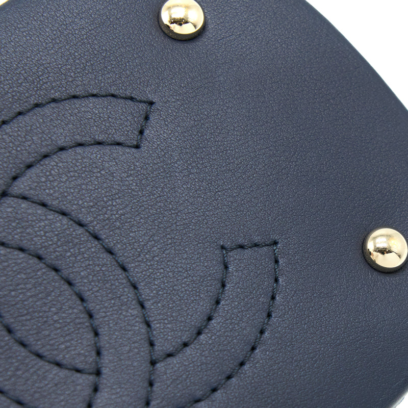 Chanel Mini Drawstring Bucket Bag Lambskin Navy GHW