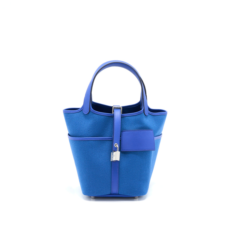 Hermes Picotin Cargo 18 Lock Bag Toile Canvas/Swift Leather Bleu Egee