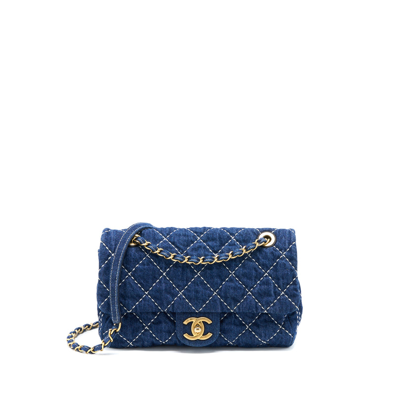 Chanel Small Coco Fringe Flap, Denim, Blue GHW - Laulay Luxury