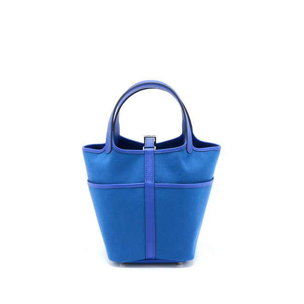 Hermes Picotin Cargo 18 Lock Bag Toile Canvas/Swift Leather Bleu Egee /Bleu Royal SHW Stamp U