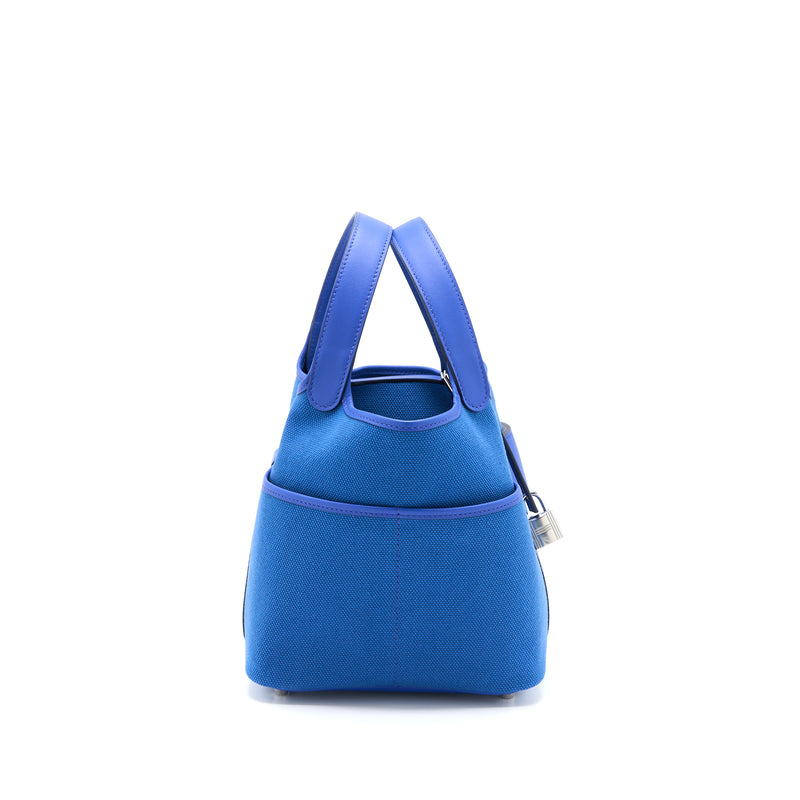 Hermes Picotin Cargo 18 Lock Bag Toile Canvas/Swift Leather Bleu Egee /Bleu Royal SHW Stamp U