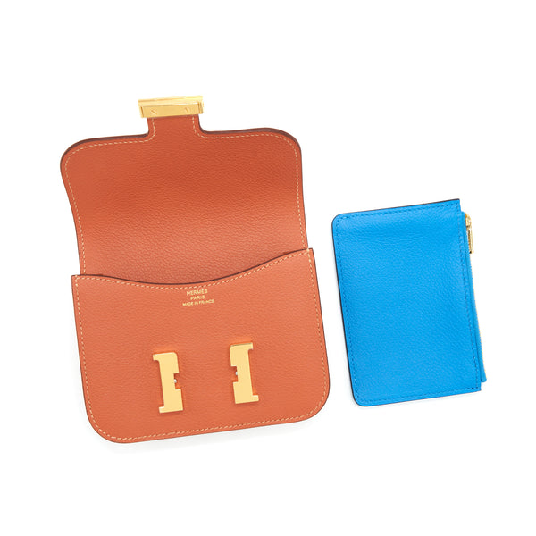 Hermes Constance Slim Evercolor Blush / Blue Frida GHW Stamp Y