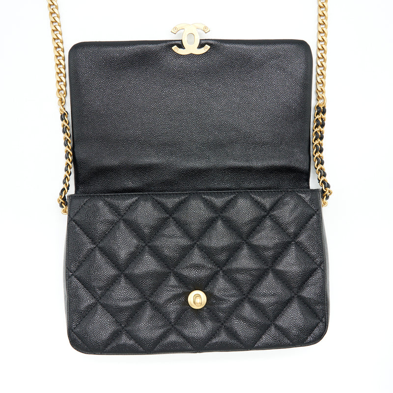 Chanel 22P Medium Melody Bag Grained Calfskin Black GHW (Microchip)