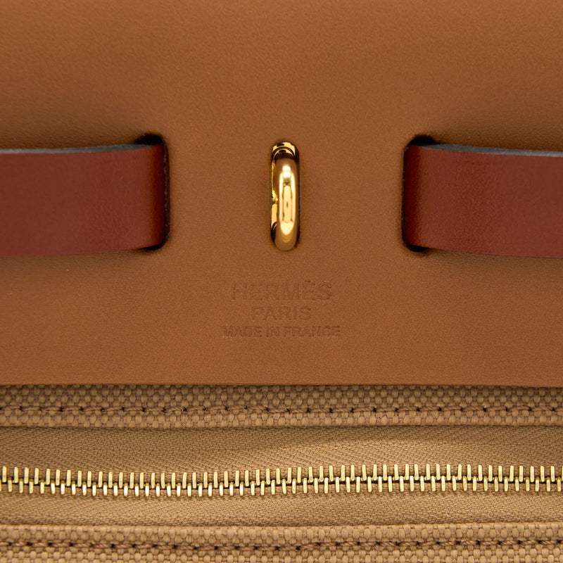 Hermes Herbag Zip 31 Canvas Chai/Sable/Fauve GHW Stamp U