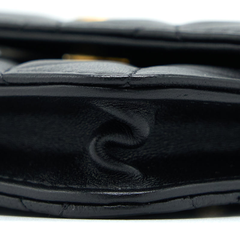 Chanel Pearl Crush Mini Flap Belt Bag with Chain Lambskin Black Brushed GHW