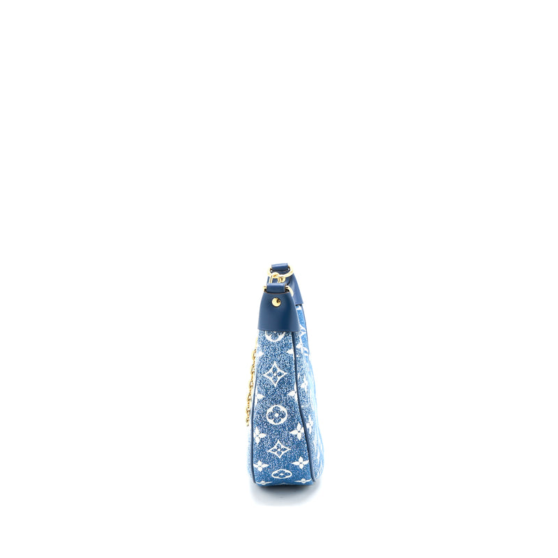 Louis Vuitton Half-Moon Loop Baguette Handbag Denim Blue GHW (New Version)