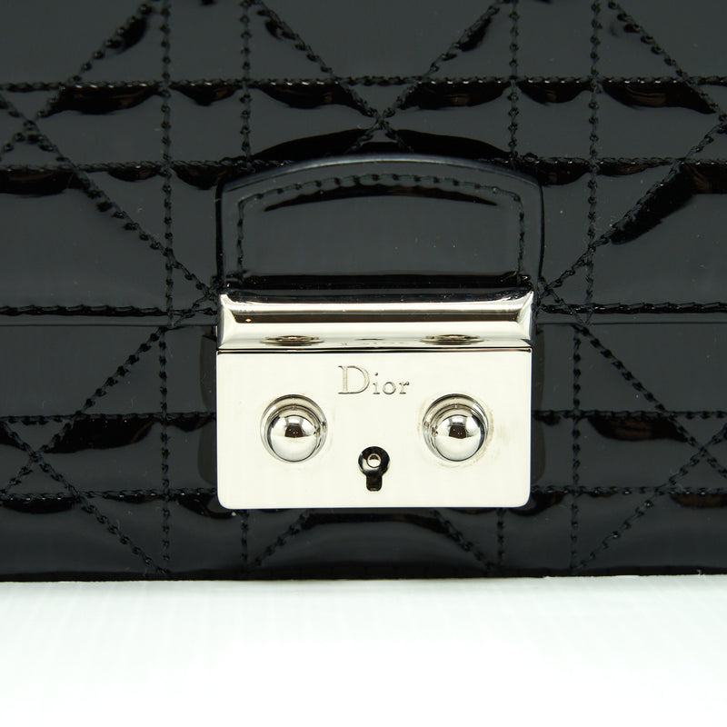 Dior Mini Miss Dior Flap Bag Patent Black SHW