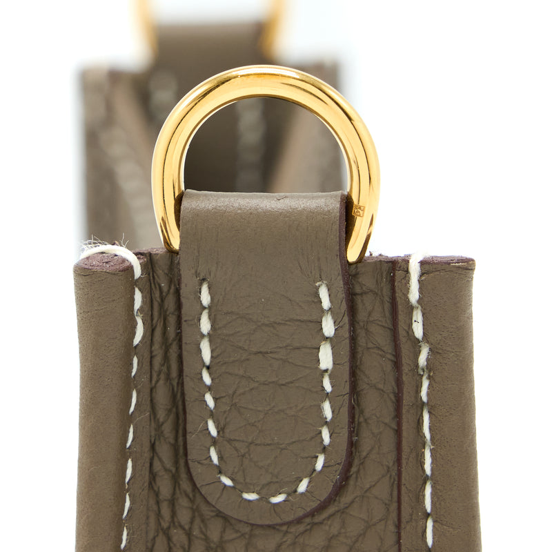 Hermes Mini Evelyne Clemence Etoupe/Bleu Indigo GHW Stamp Z
