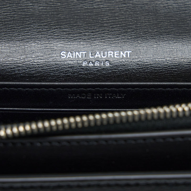 Saint Laurent Sunset Chain Wallet Smooth Calfskin Black SHW