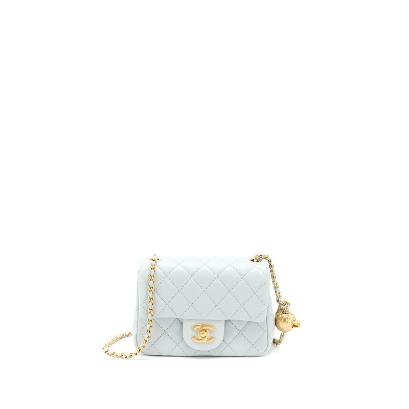 Chanel 23c White Lambskin Pearl Crush Mini Square Flap Bag | Dearluxe