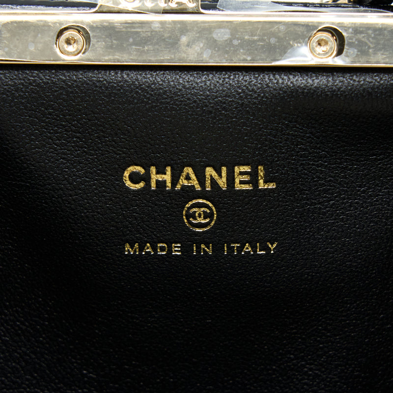 Chanel Quilted Mini Clip With Chain Aged Calfskin Black LGHW