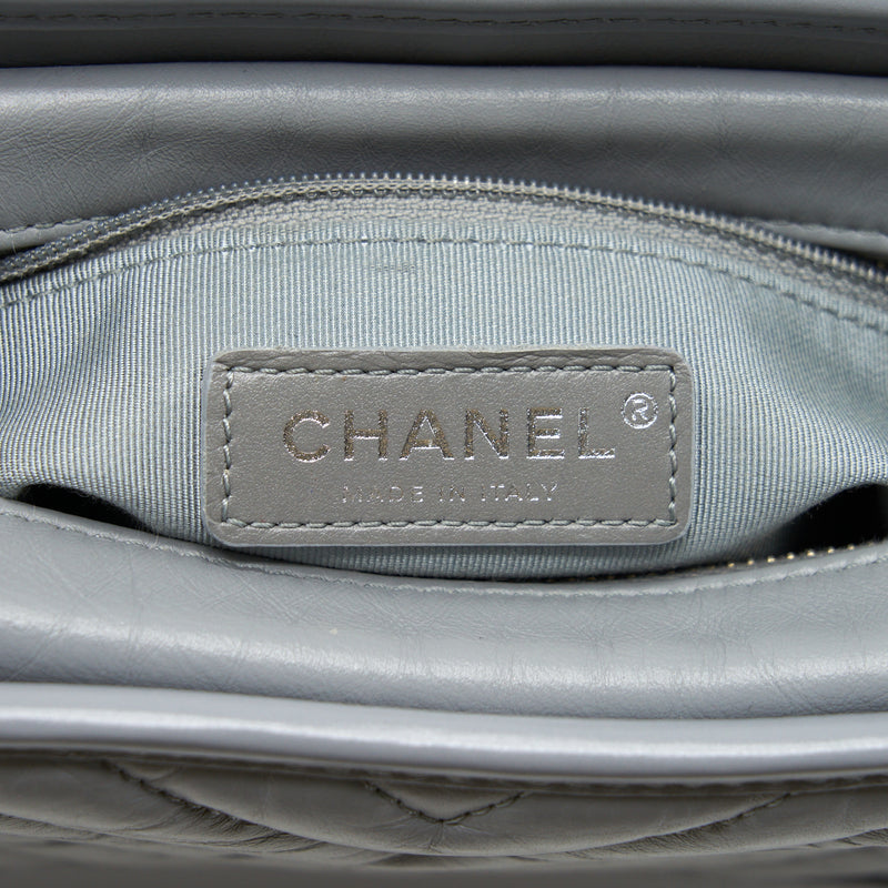 Chanel Chevron Small Gabrielle Hobo Bag Grey With Multicolour Hardware