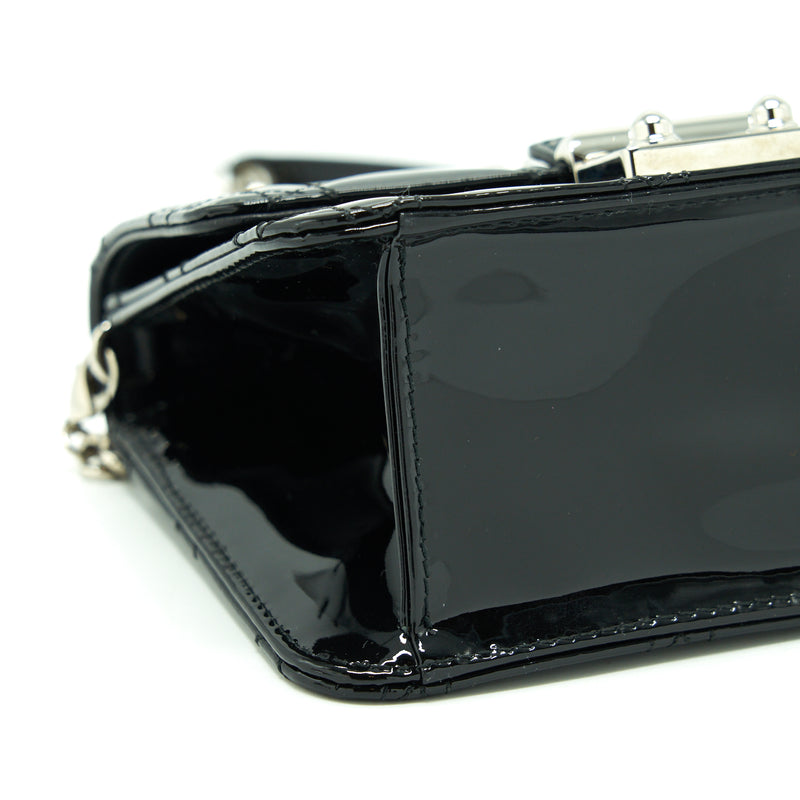 Dior Mini Miss Dior Flap Bag Patent Black SHW