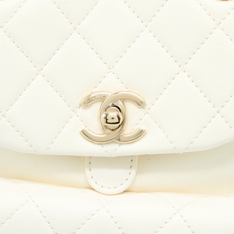 Chanel Duma Mini Backpack Lambskin White LGHW (Microchip)