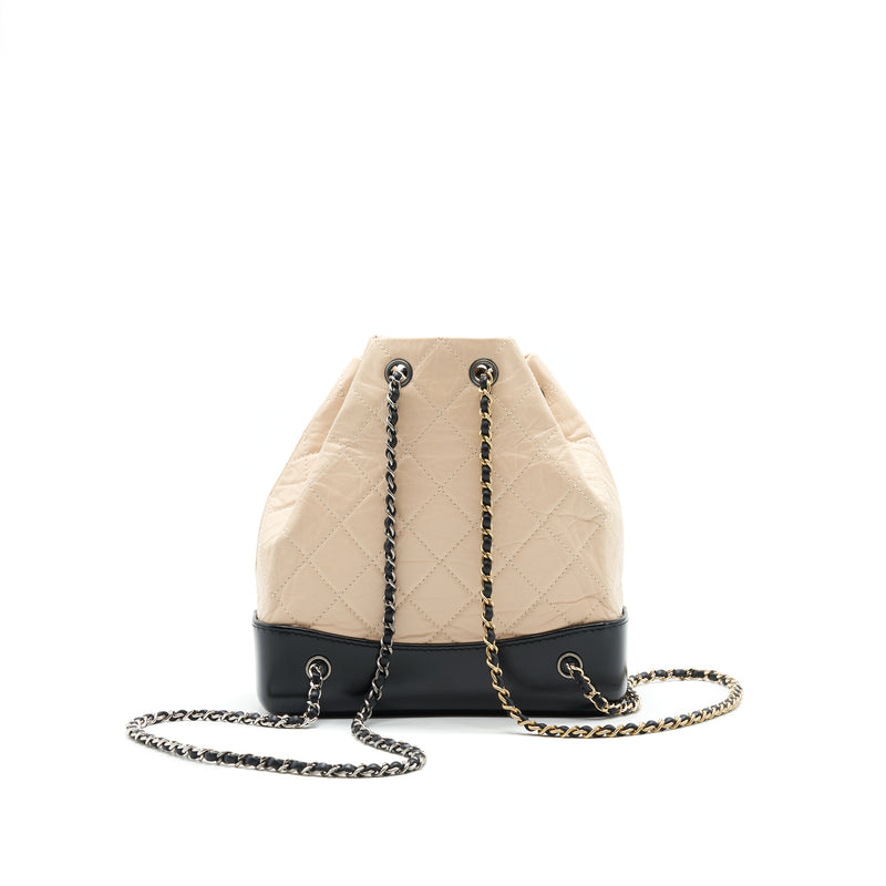 CHANEL GABRIELLE BACKPACK IN AGED CALFSKIN QUILTED LEATHER BEIGE