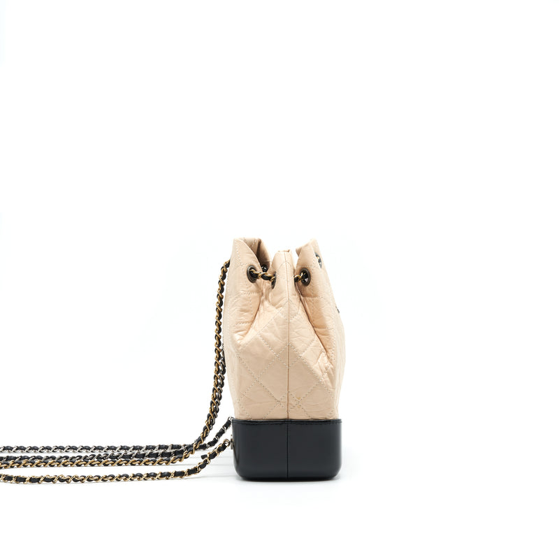Chanel Small Gabrielle Backpack Beige and Black Aged Calfskin