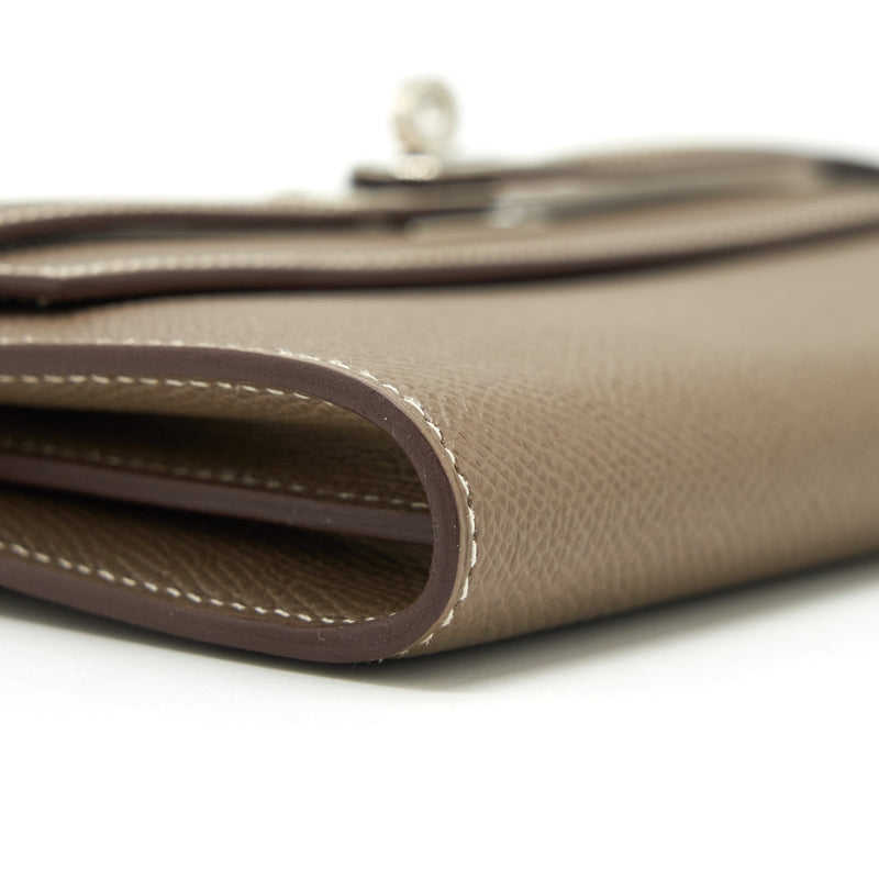 Hermes Classic Kelly Long Wallet Epsom Etoupe SHW Stamp C