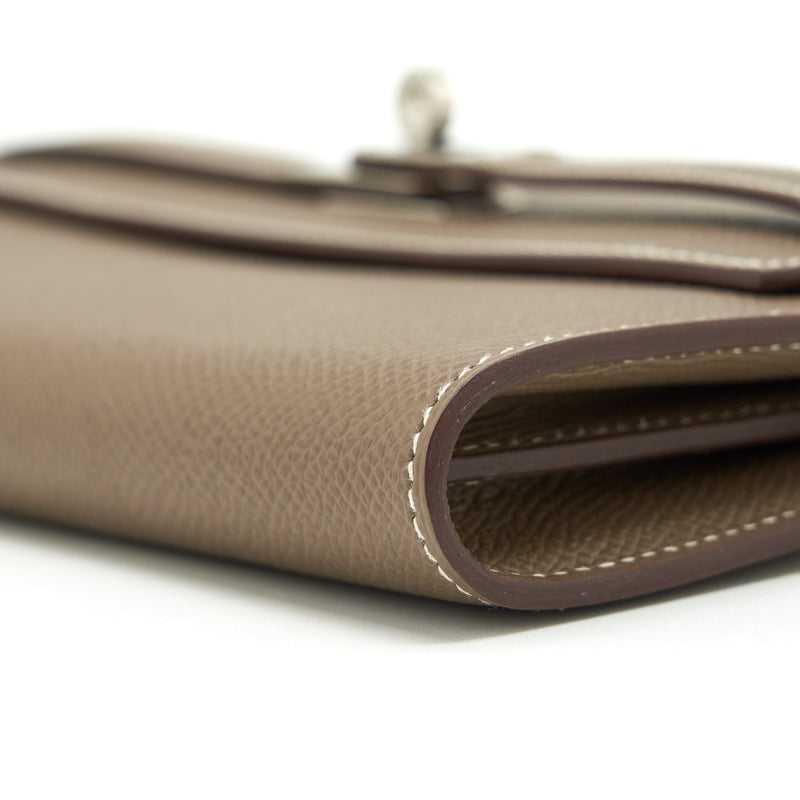 Hermes Classic Kelly Long Wallet Epsom Etoupe SHW Stamp C