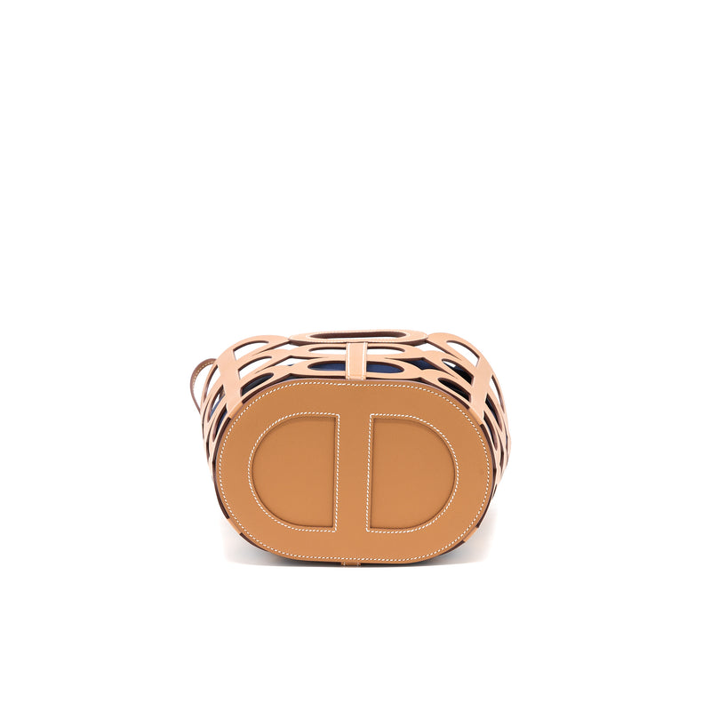 Hermes Chaine D’ancre Cabas Madame Leather Gold / Blue Marine Stamp Y