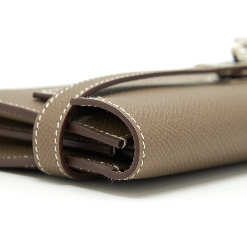 Hermes Classic Kelly Long Wallet Epsom Etoupe SHW Stamp C