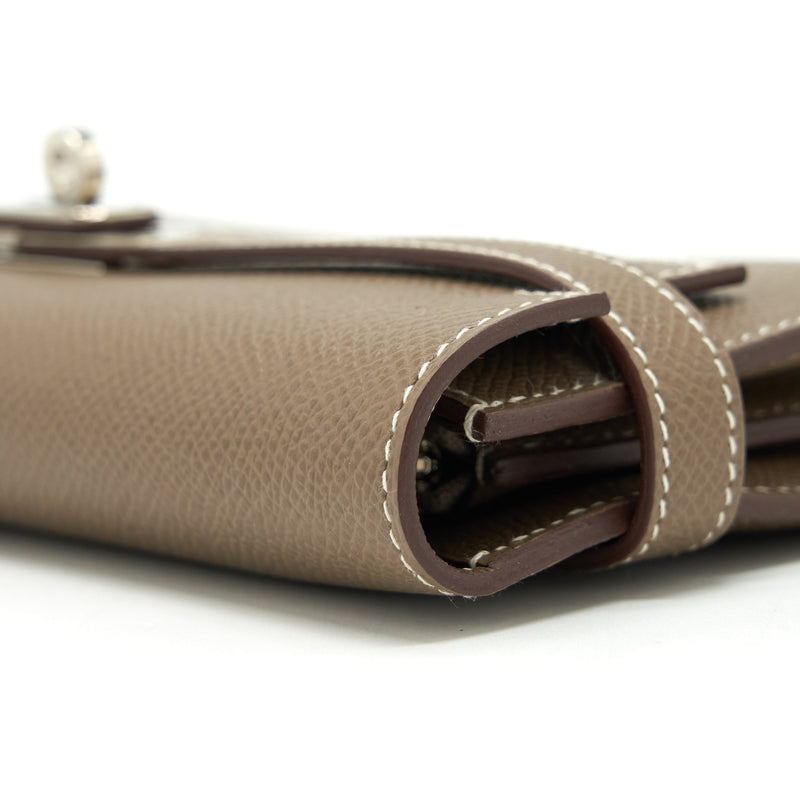 Hermes Classic Kelly Long Wallet Epsom Etoupe SHW Stamp C