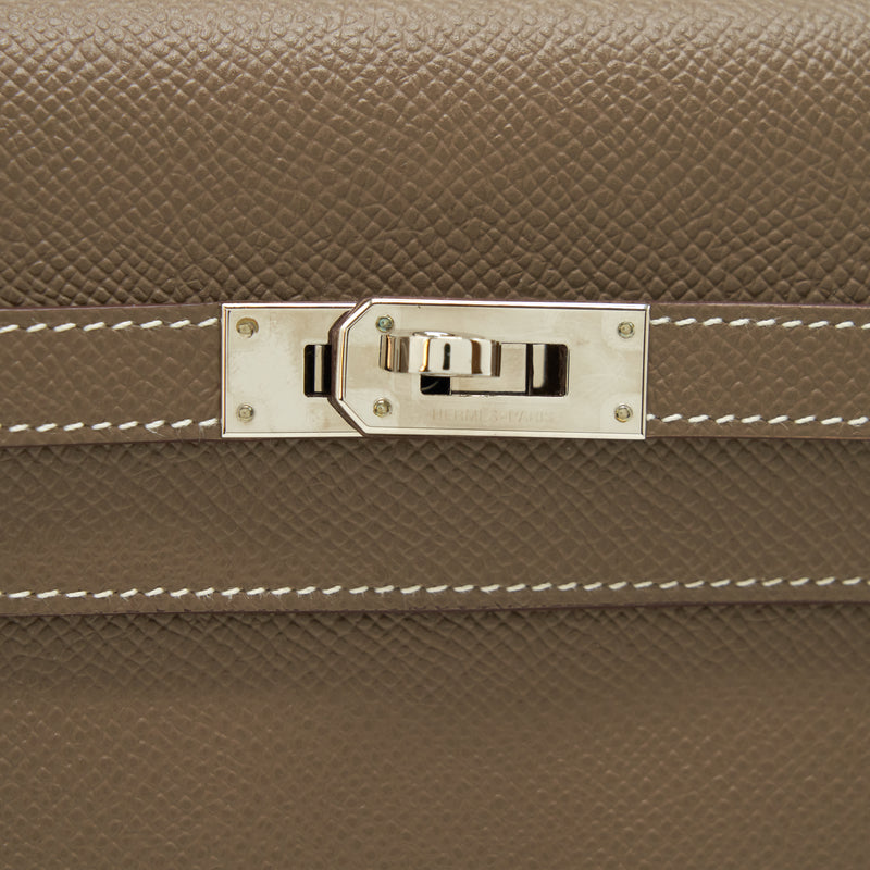 Hermes Classic Kelly Long Wallet Epsom Etoupe SHW Stamp C