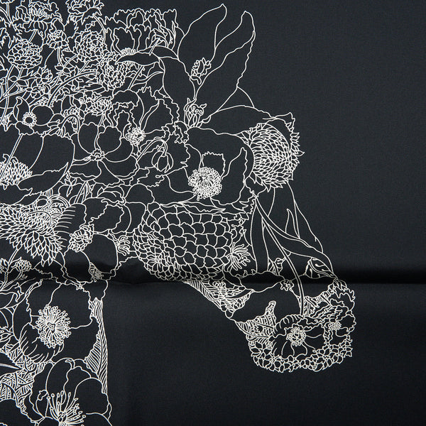 Hermes 90 X 90 Silk Scarf Robe Levered Black/White