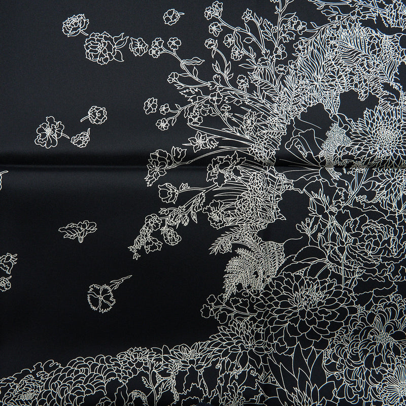 Hermes 90 X 90 Silk Scarf Robe Levered Black/White