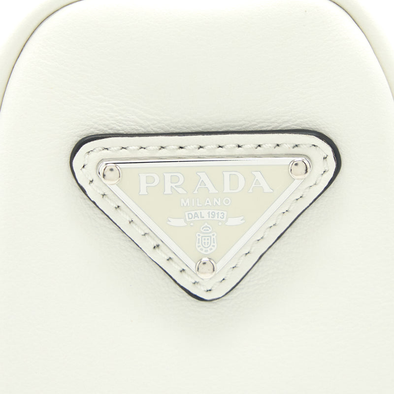 Prada Triangle Leather Shoulder Bag White SHW