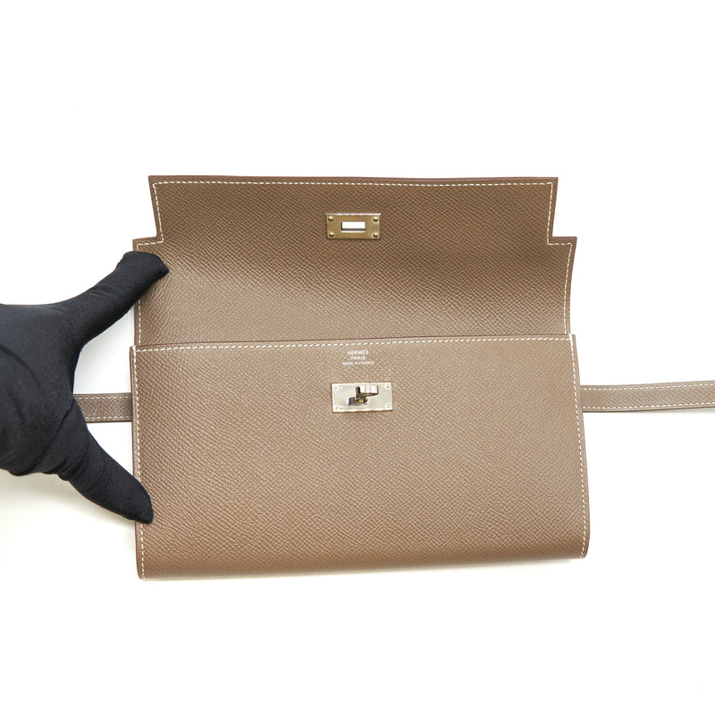 Hermes Classic Kelly Long Wallet Epsom Etoupe SHW Stamp C