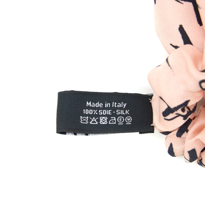 Chanel Hair Tie Silk Twilly Pink/Black