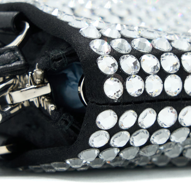 Prada Crystal Satin Handbag With Crystal Black SHW