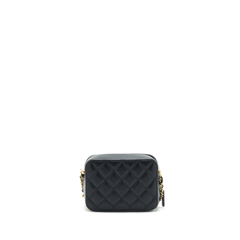 Chanel Black Quilted Lambskin Leather Mini Camera Bag