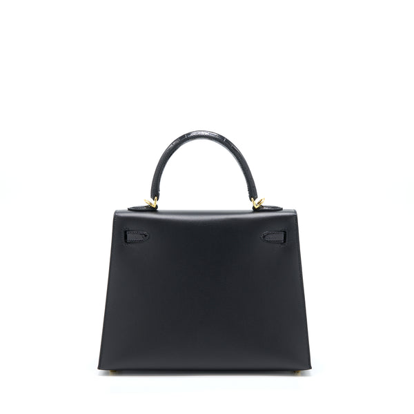 Hermes Kelly 25 Sellier Touch Madame / Crocodile Black GHW Stamp Z