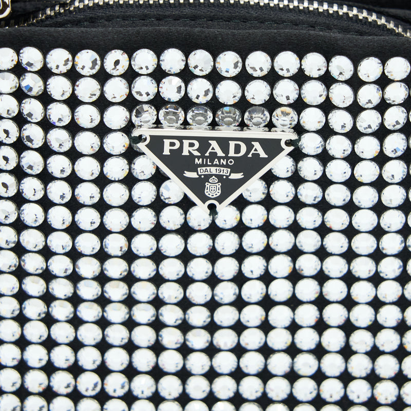 Prada Crystal Satin Handbag With Crystal Black SHW