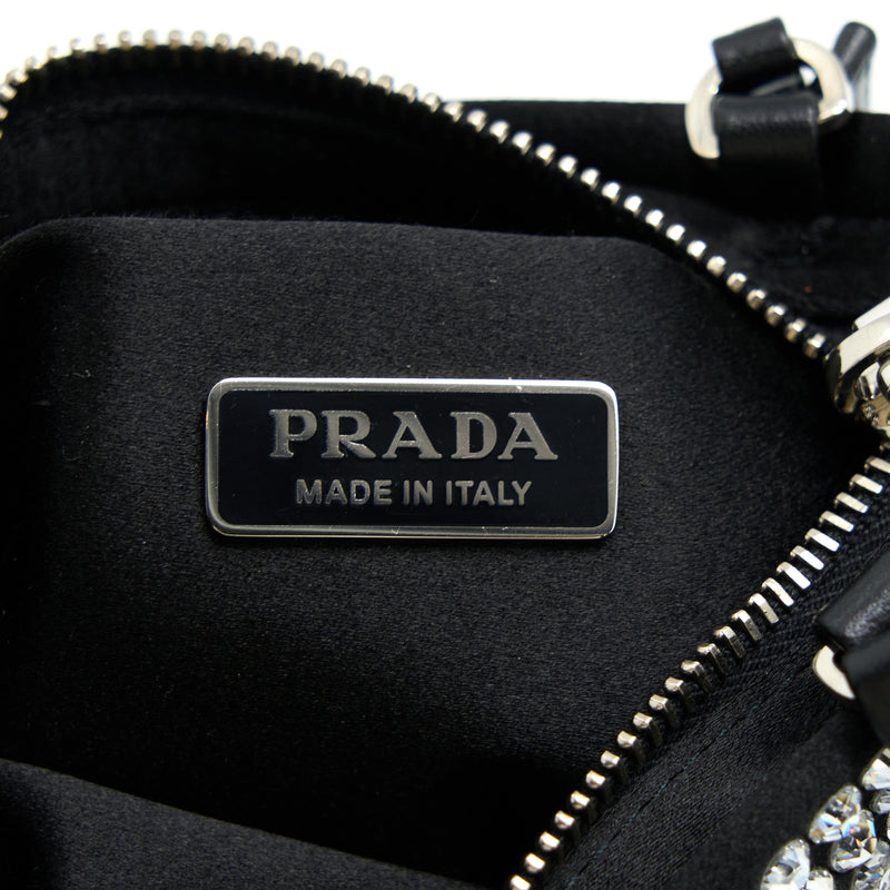 Prada Crystal Satin Handbag With Crystal Black SHW