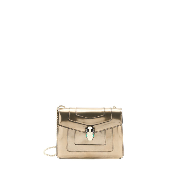 Bvlgari Serpenti Forever Shoulder Bag Patent Metallic Gold GHW