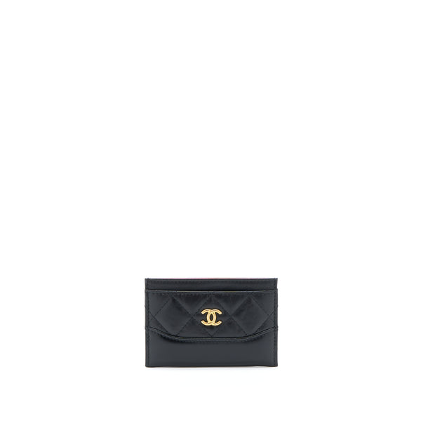 Chanel Gabrielle Card Holder Aged Calfskin Black GHW