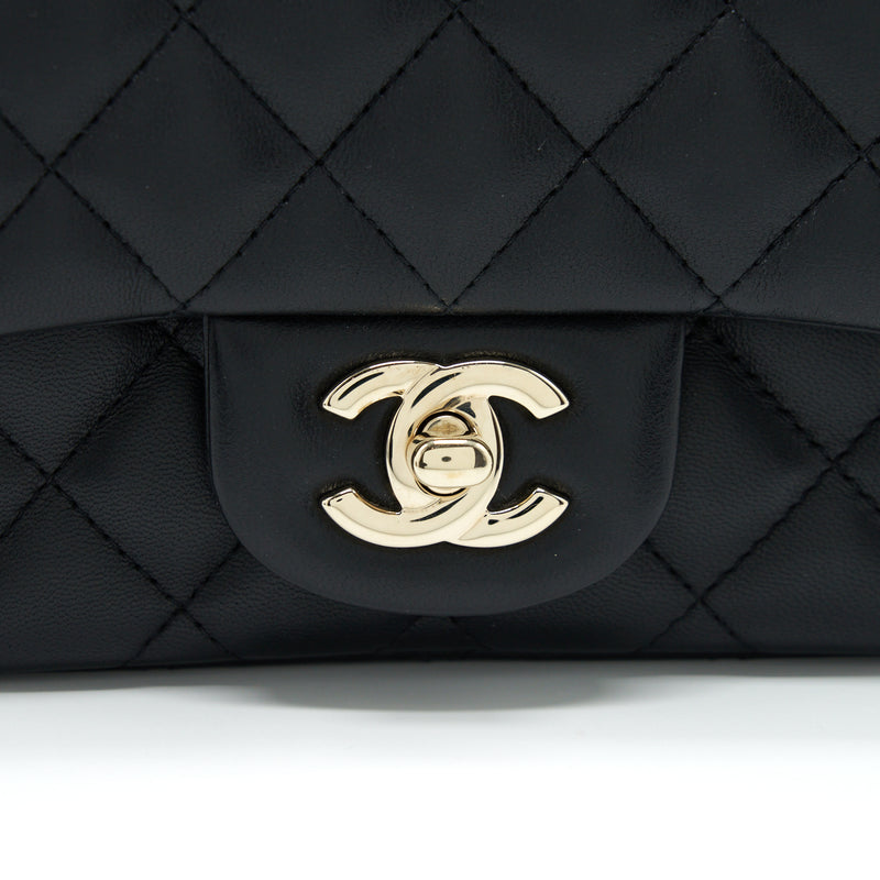 Chanel Mini Square Flap Bag Lambskin Black LGHW